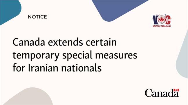 Canada extends certain temporary special measures for Iranian Nationals