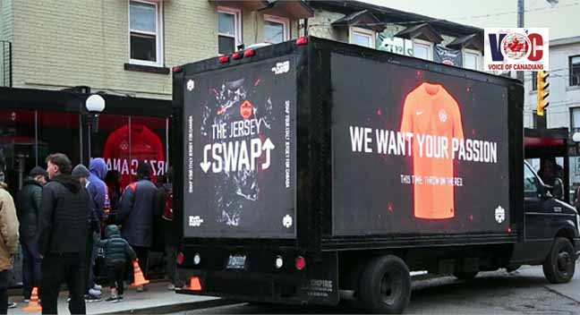 In Toronto’s Little Italy, fans line up to swap jerseys and embrace Team Canada